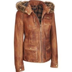 Black Rivet Cognac leather jacket